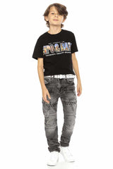 CDK111 – Regular fit in grey with a used look and decorative stitching | Stylish children's jeans for everyday wear and leisure