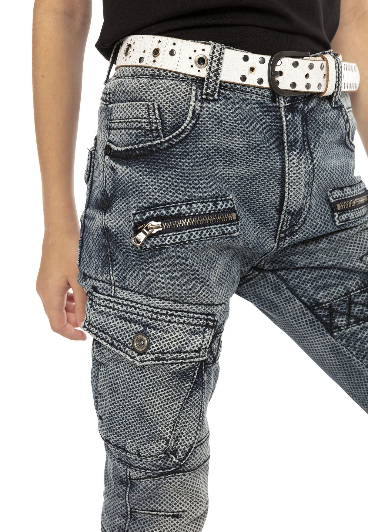 CDK111 – Regular fit in grey with a used look and decorative stitching | Stylish children's jeans for everyday wear and leisure