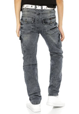 CDK111 – Regular fit in grey with a used look and decorative stitching | Stylish children's jeans for everyday wear and leisure