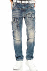 CDK114 Boys' Jeans – Regular Fit in Blue with Used Wash & Distinctive Seams | Robust Denim Trousers for School & Leisure