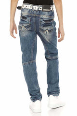 CDK114 Boys' Jeans – Regular Fit in Blue with Used Wash & Distinctive Seams | Robust Denim Trousers for School & Leisure