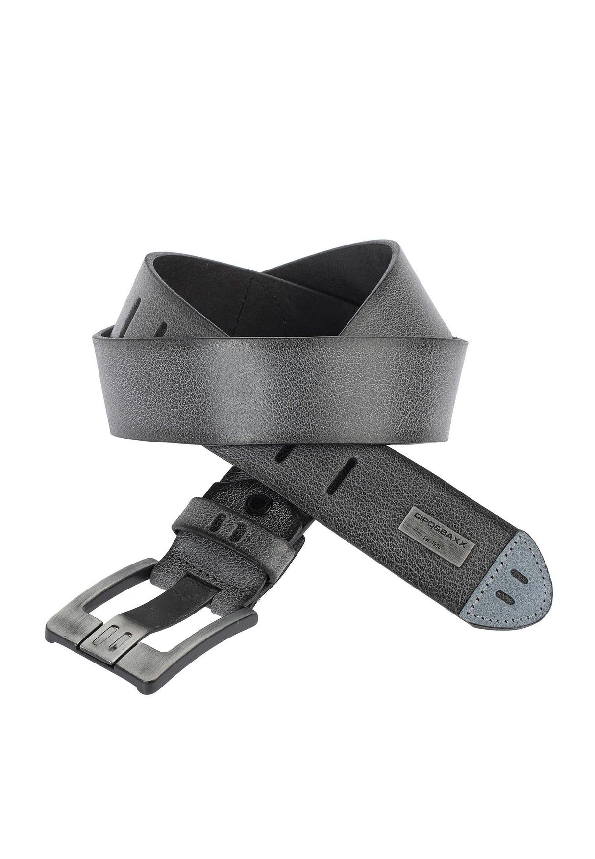 CG106 Men's designer leather belt in an elegant look with metal patch