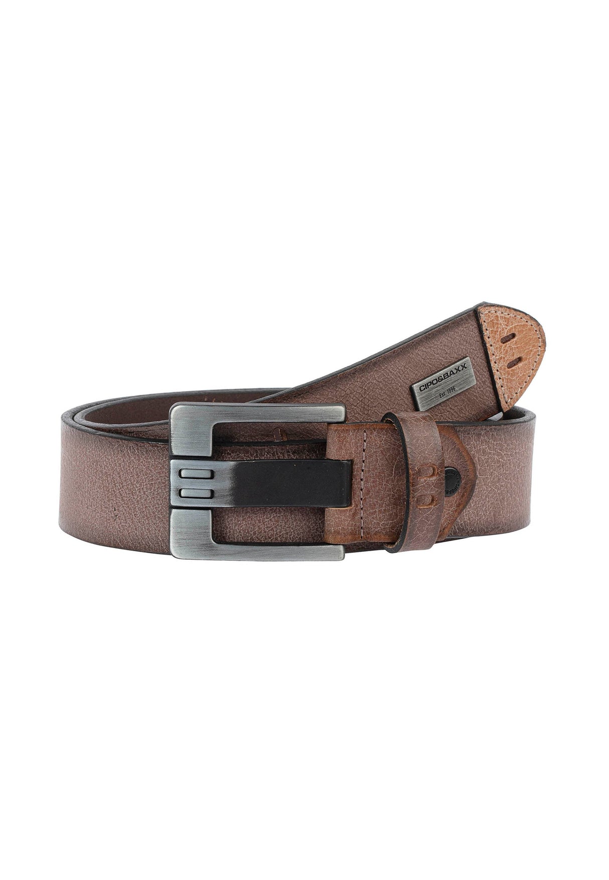 CG106 Men's designer leather belt in an elegant look with metal patch