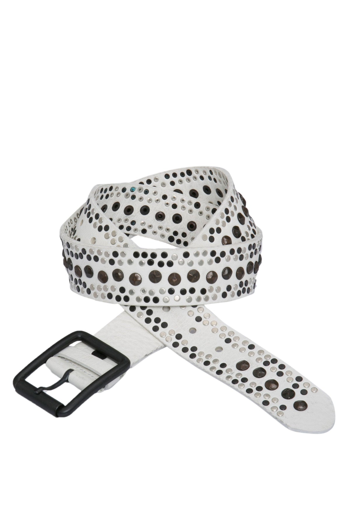 CG132 Men's Leather Belt with Stylish Studded Pattern
