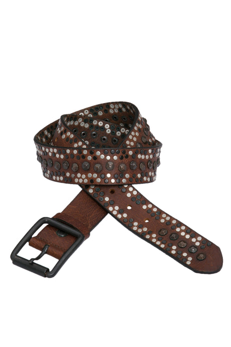 CG132 Men's Leather Belt with Stylish Studded Pattern