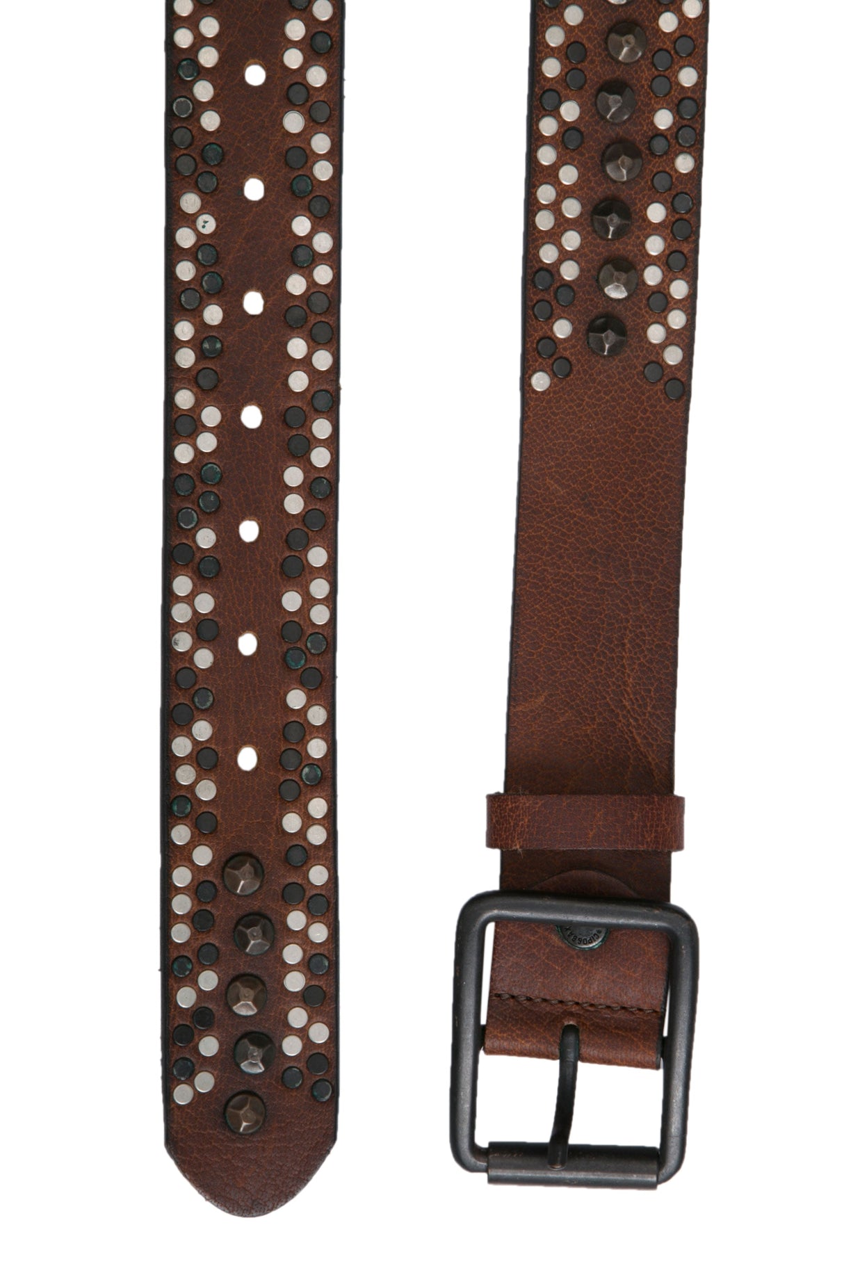 CG132 Men's Leather Belt with Stylish Studded Pattern