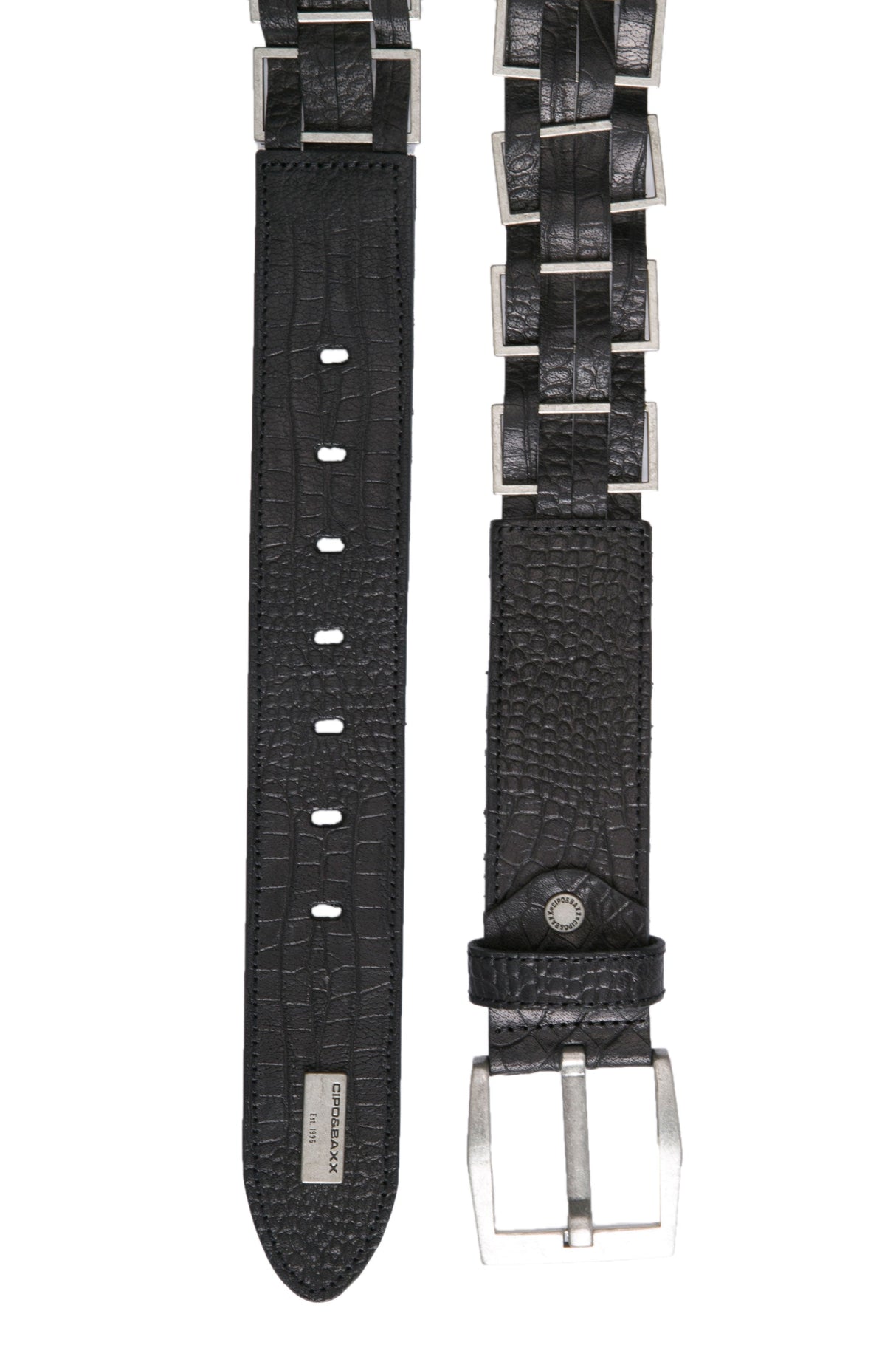 CG144 Men's Leather Belt with Fashionable Metal Elements