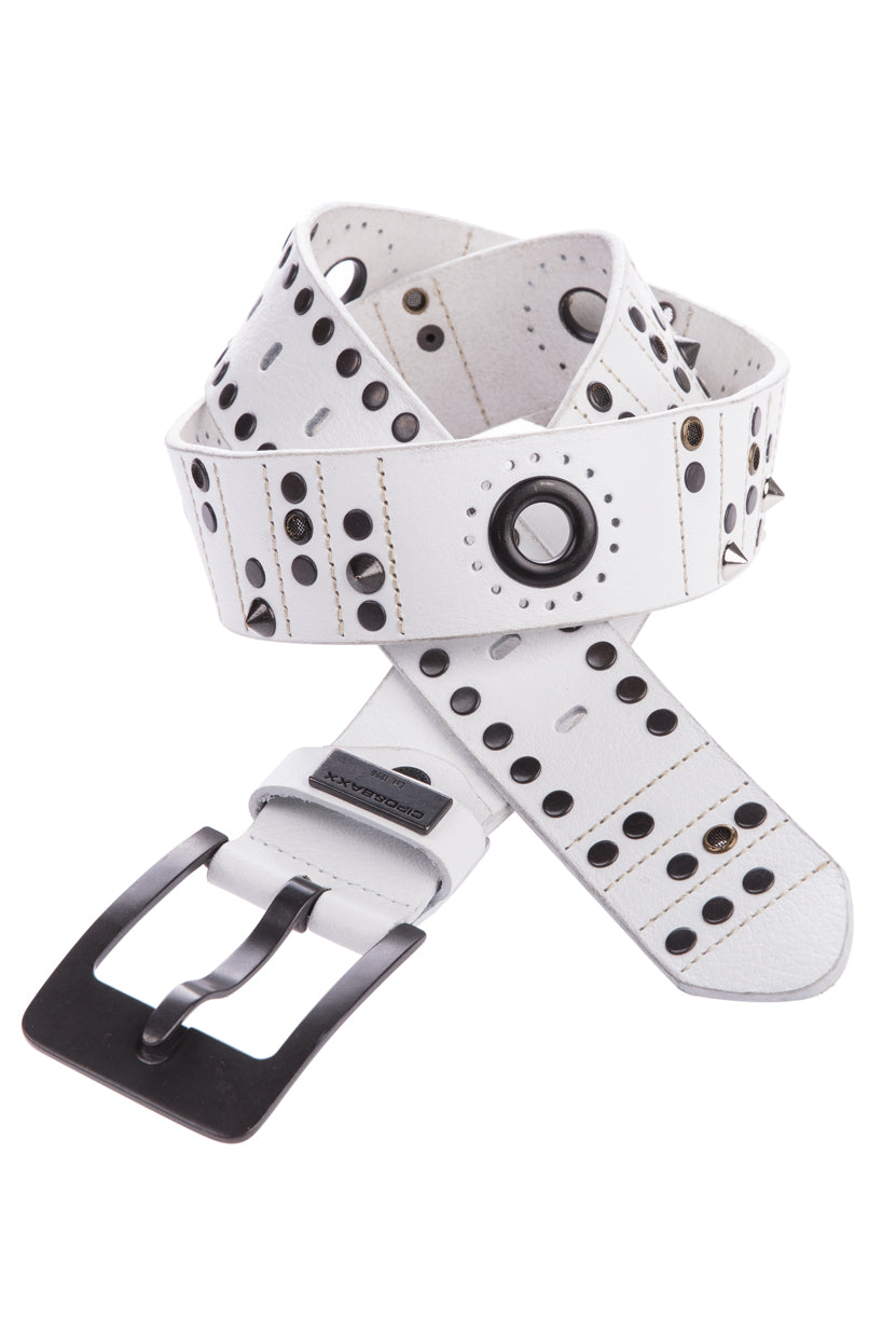 CG162 Men's leather belt with stylish studded details