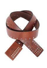 CG163 Men's leather belt with stud trim