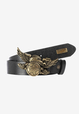 CG169 Men's leather belt with elaborate metal buckle