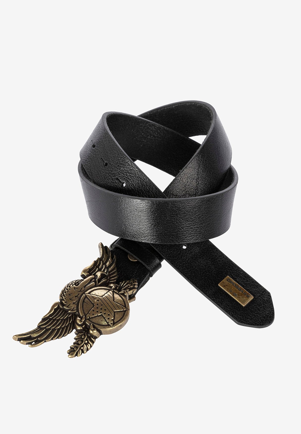 CG169 Men's leather belt with elaborate metal buckle