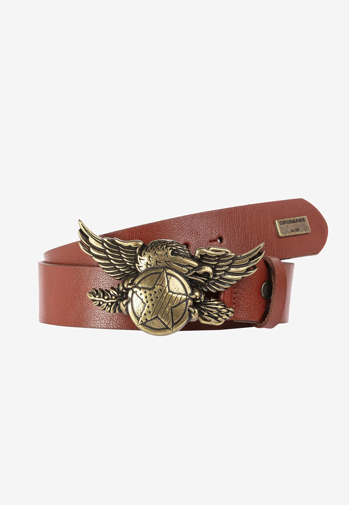 CG169 Men's leather belt with elaborate metal buckle