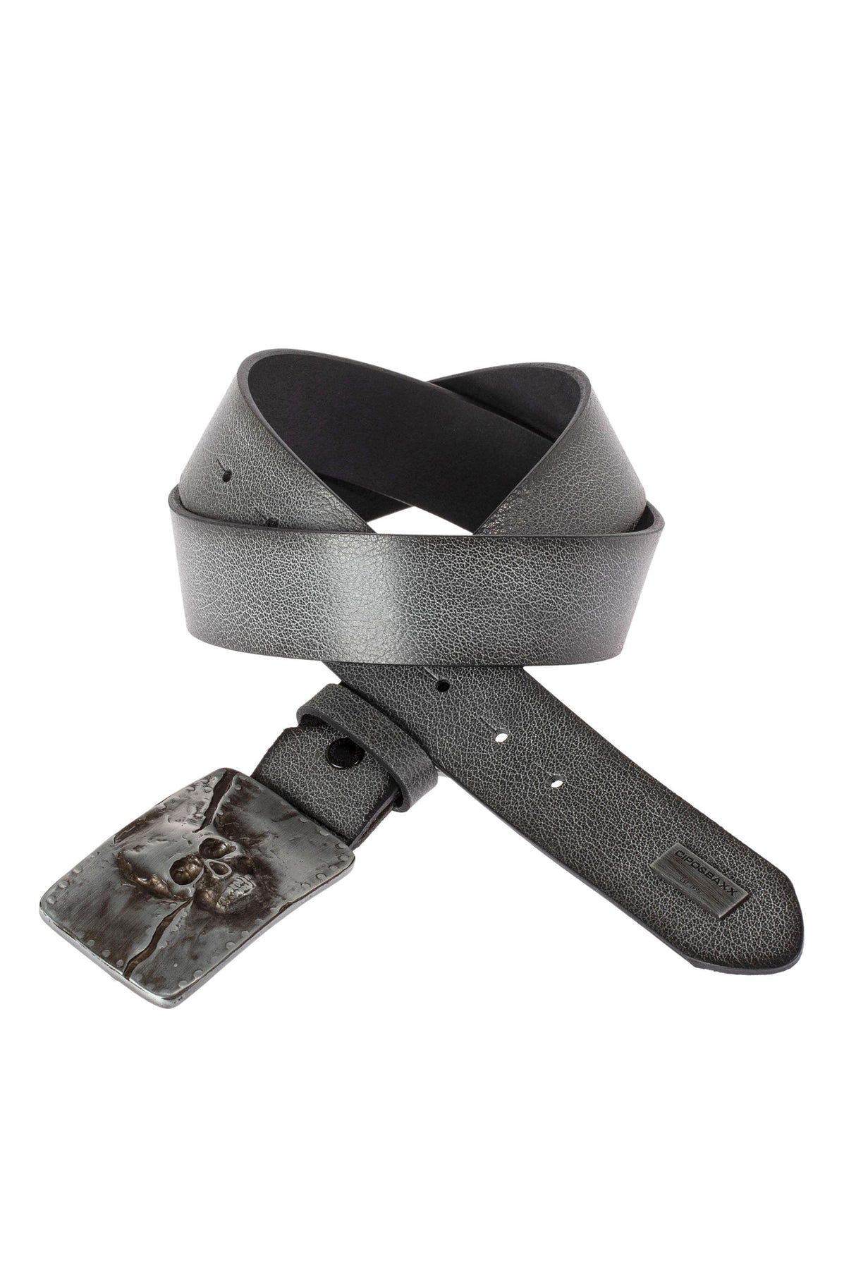 CG170 Men's leather belt with stylish skull motif