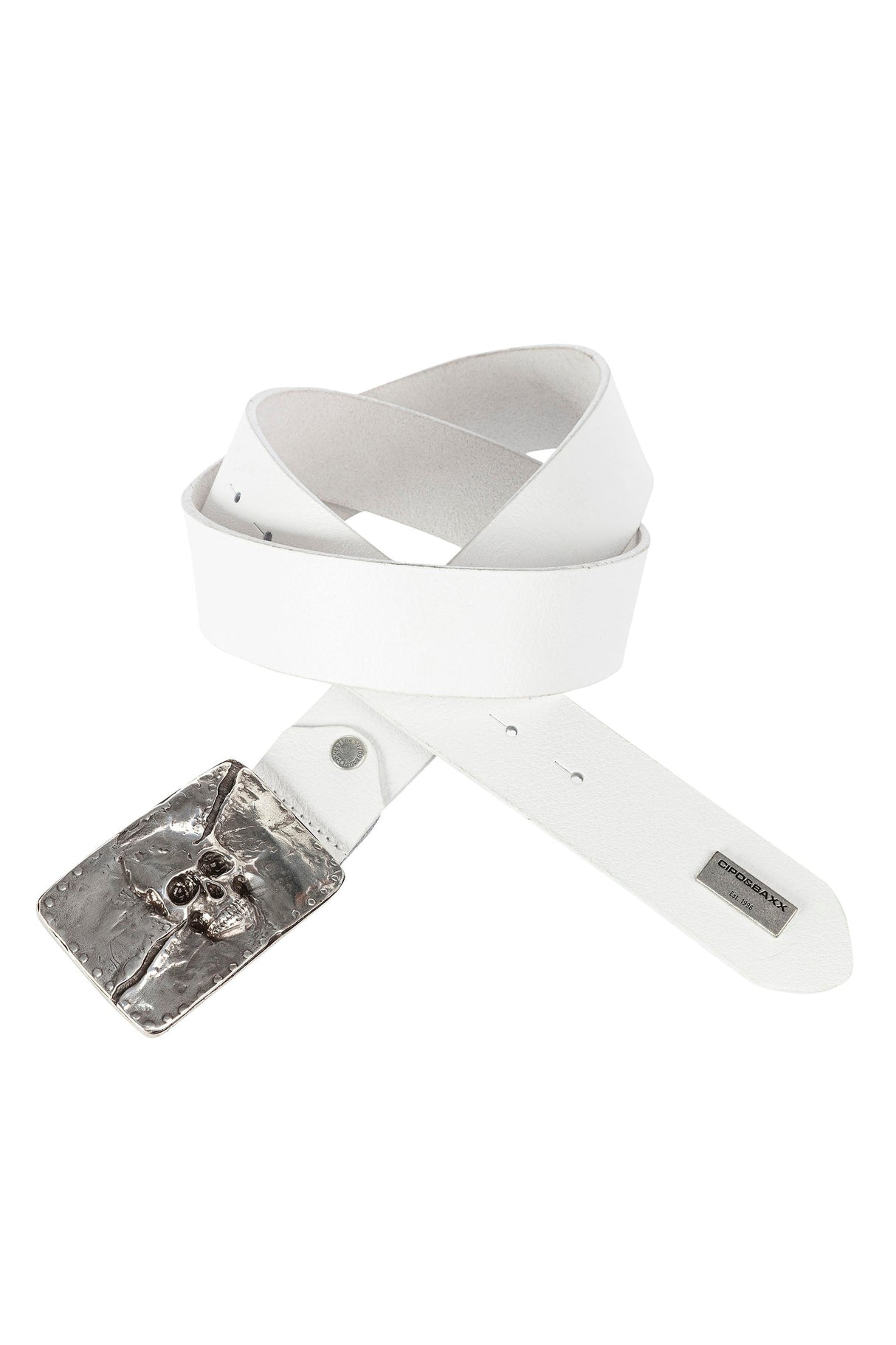 CG170 Men's leather belt with stylish skull motif