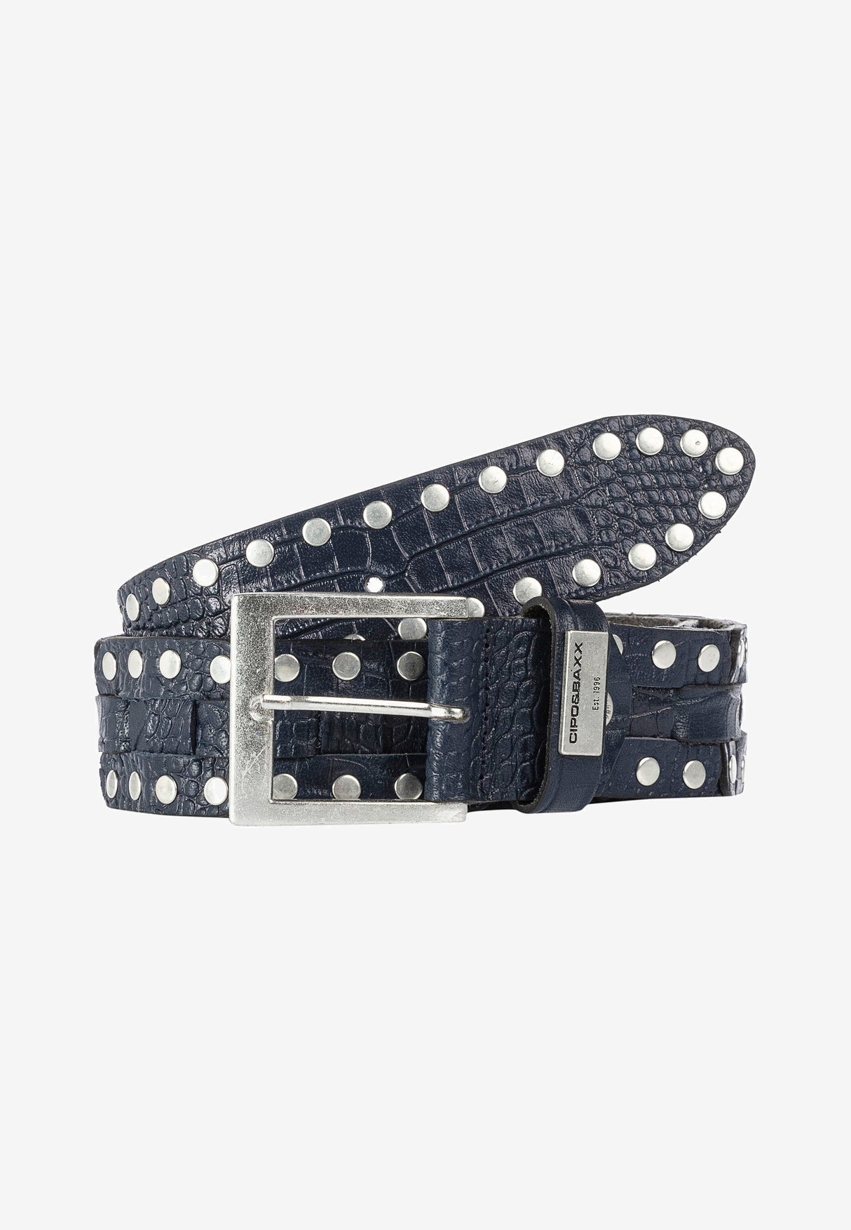 CG175 Men's leather belt with embossing and rivets