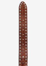 CG175 Men's leather belt with embossing and rivets