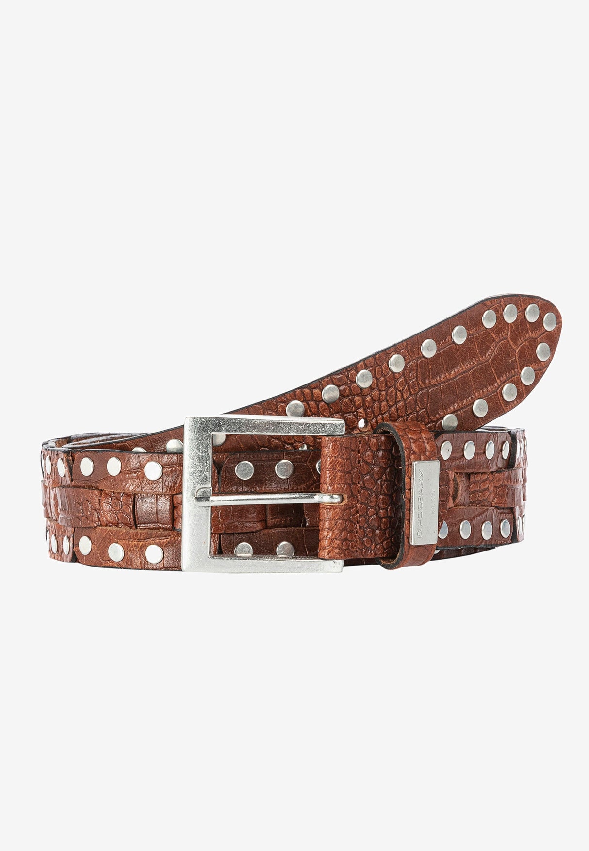 CG175 Men's leather belt with embossing and rivets