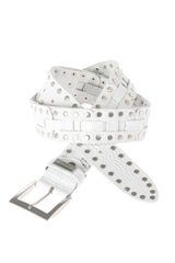 CG175 Men's leather belt with embossing and rivets