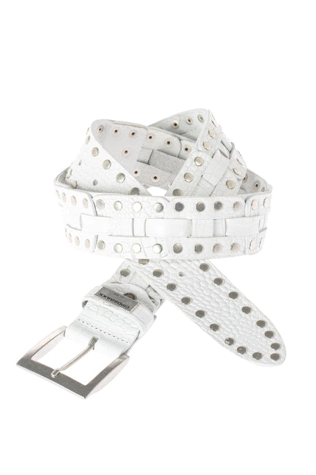 CG175 Men's leather belt with embossing and rivets