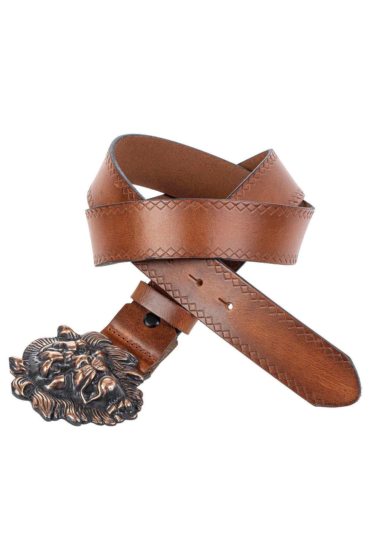 CG196 Men's belt with striking lion's head buckle