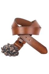 CG196 Men's belt with striking lion's head buckle