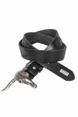 CG199 Men's Leather Belt Skull Reptile Embossing