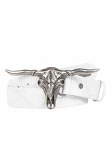 CG199 Men's Leather Belt Skull Reptile Embossing