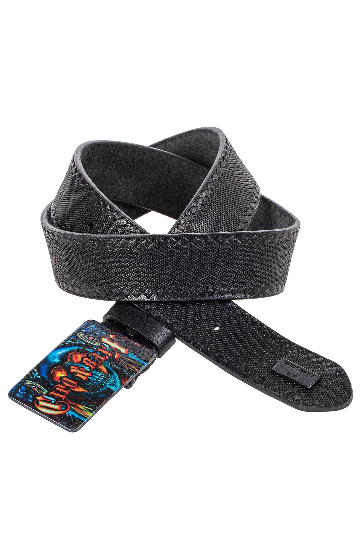 CG205 Men's belt with colorful rectangular skull motif