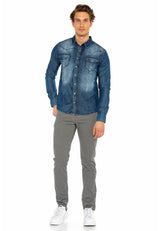 CH165 Men's denim shirt with practical snap buttons
