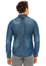 CH165 Men's denim shirt with practical snap buttons