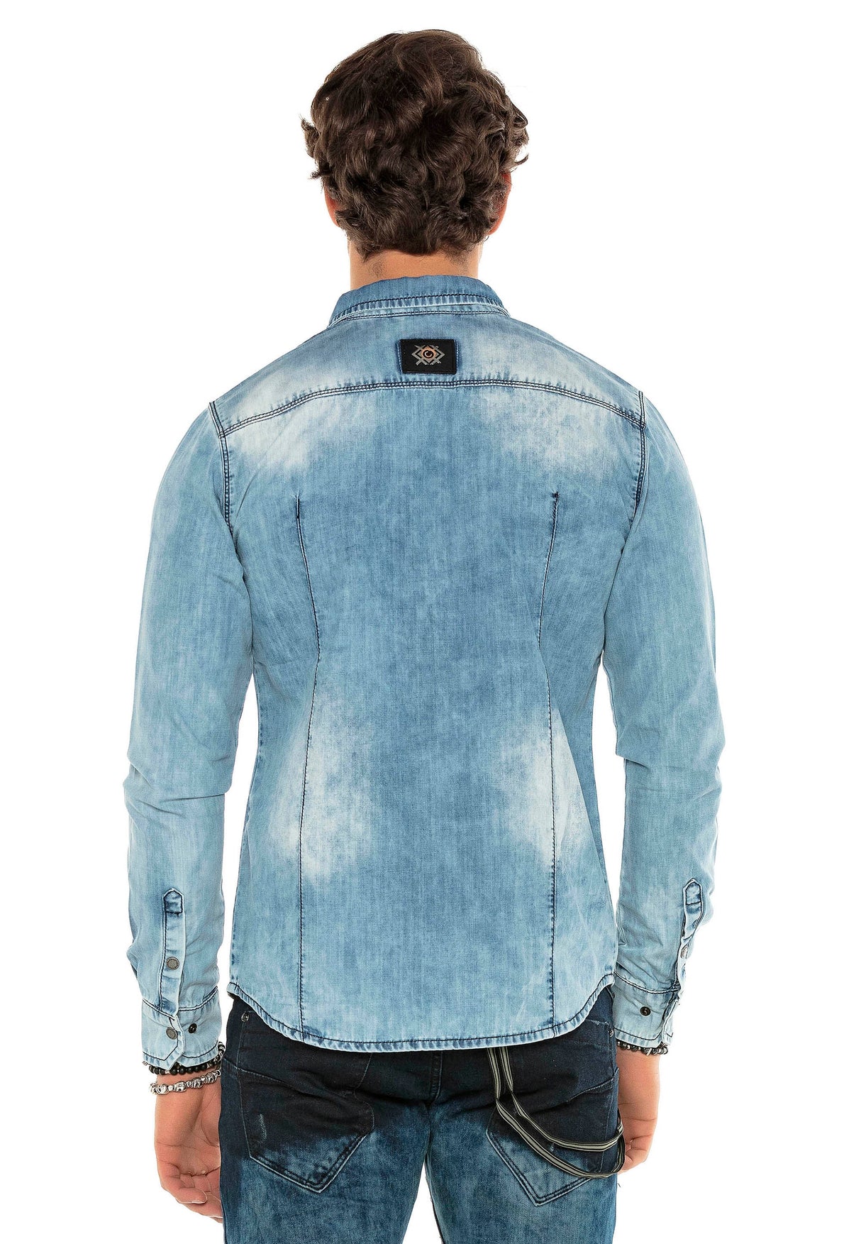 CH165 Men's denim shirt with practical snap buttons