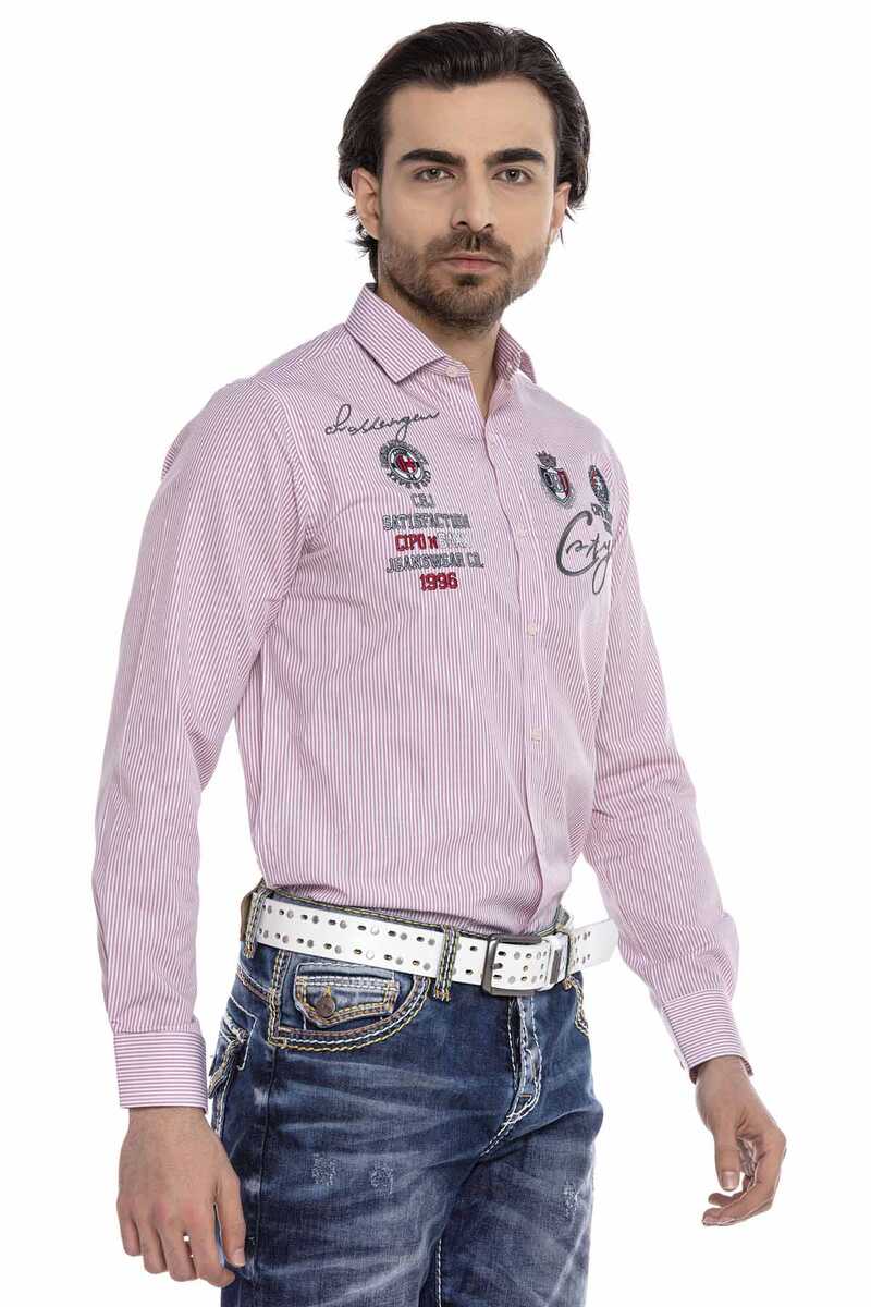 CH180 Men's long-sleeved shirt with trendy embroidery