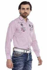 CH180 Men's long-sleeved shirt with trendy embroidery