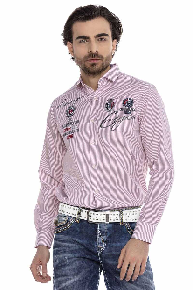 CH180 Men's long-sleeved shirt with trendy embroidery