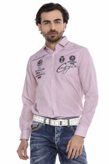 CH180 Men's long-sleeved shirt with trendy embroidery