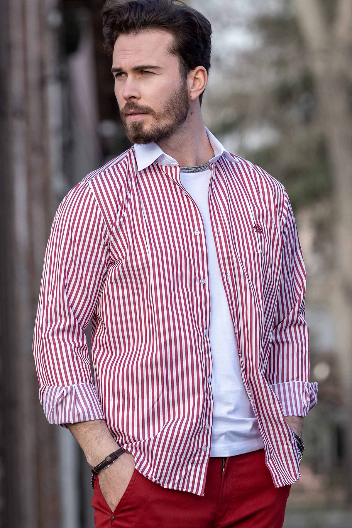 CH192 Men's Shirt with Line Design