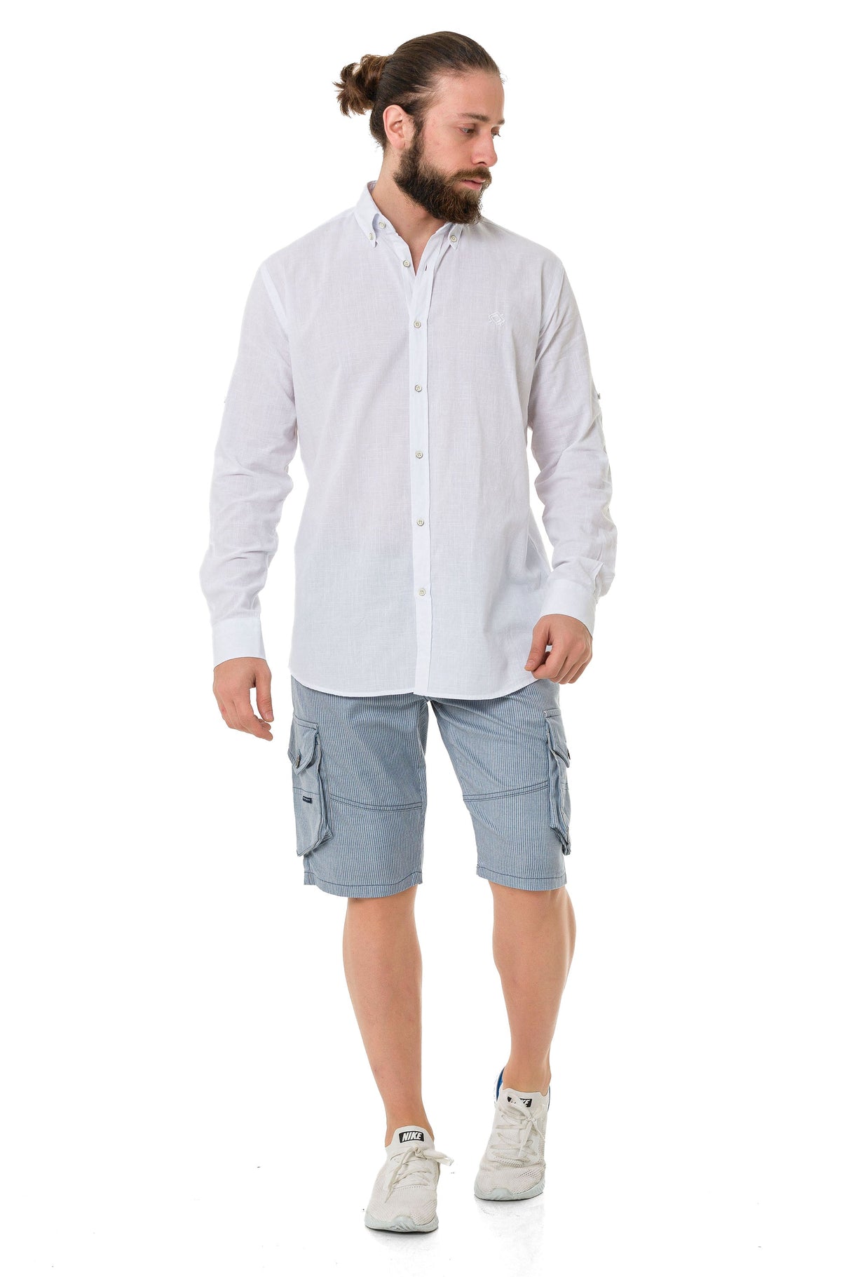 CH199 Men's long-sleeved shirt with a trendy classic look
