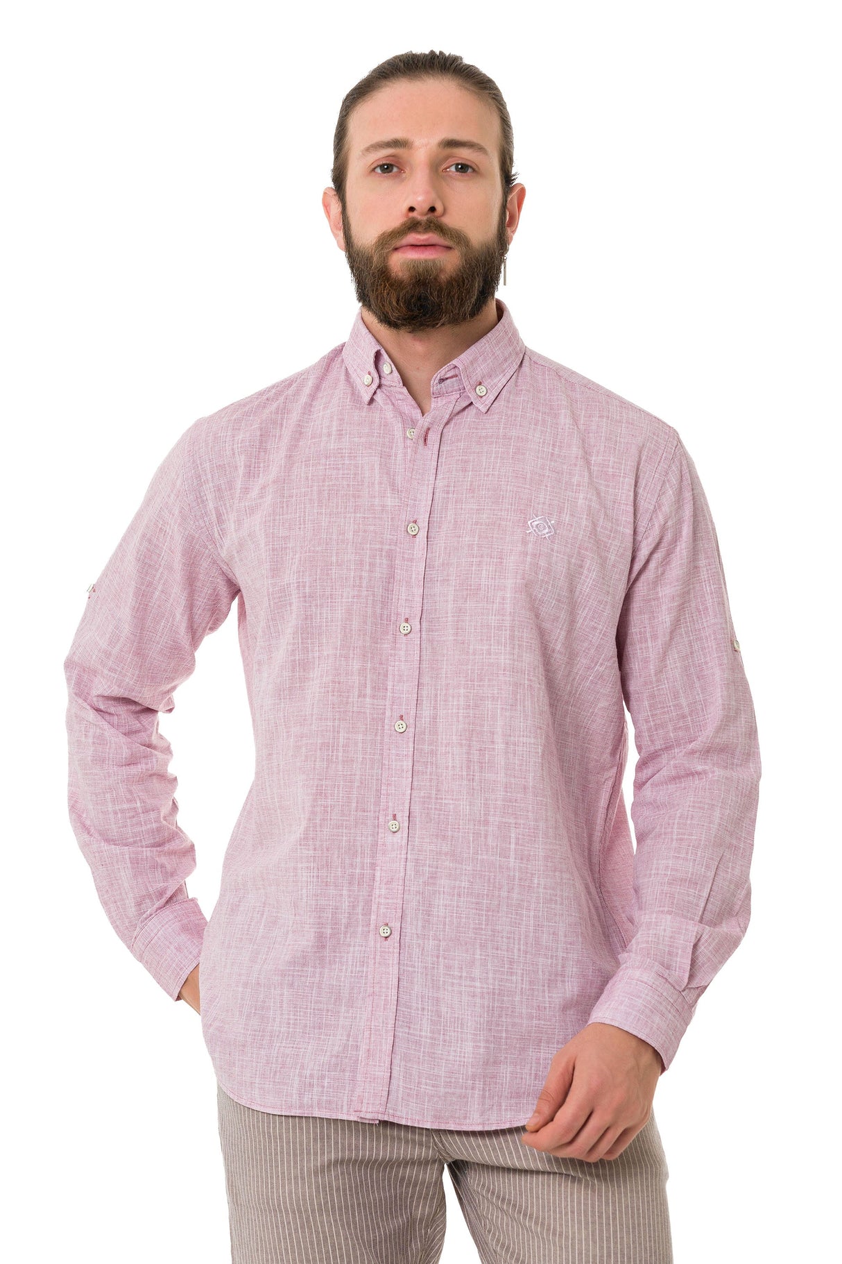 CH199 Men's long-sleeved shirt with a trendy classic look