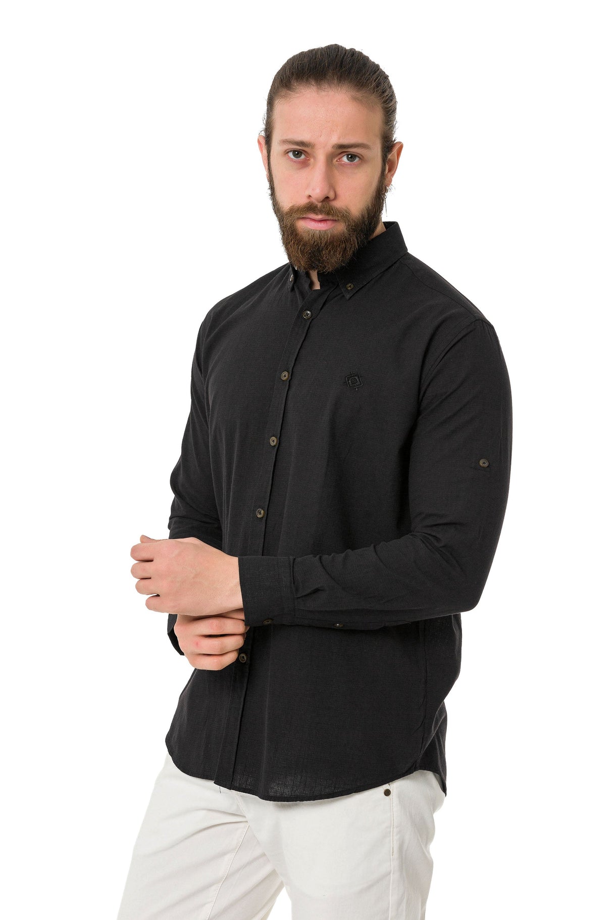 CH199 Men's long-sleeved shirt with a trendy classic look