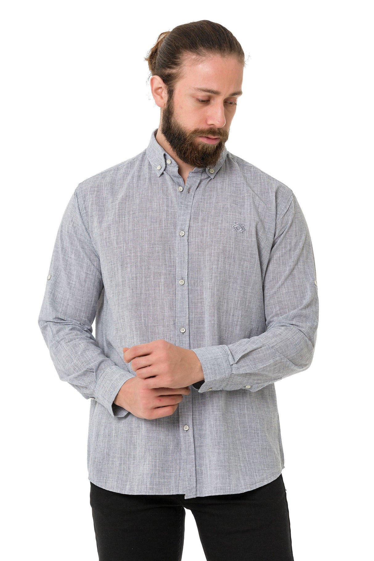 CH199 Men's long-sleeved shirt with a trendy classic look