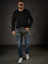 CD894 – Men's Jeans Stylish Patchwork Design, Regular Fit