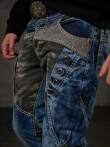 CD894 – Men's Jeans Stylish Patchwork Design, Regular Fit