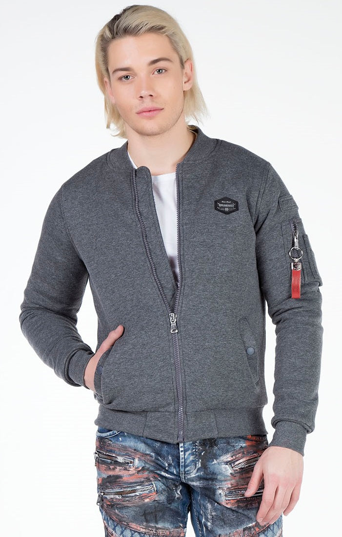 CJ151 Sweat jacket with zipper and lapel