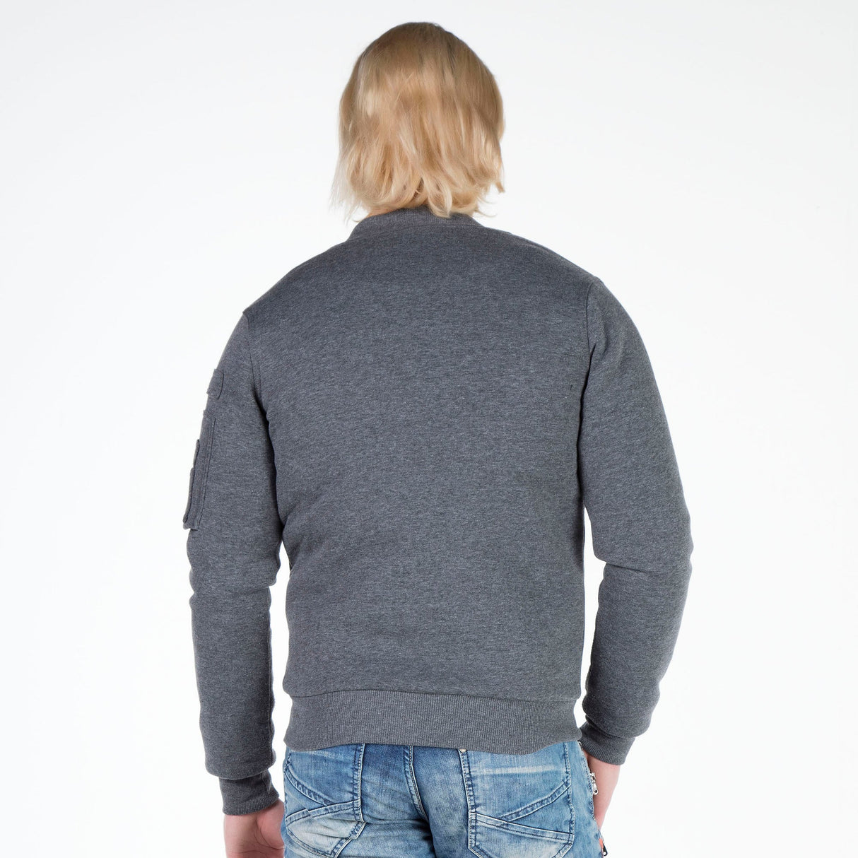 CJ151 Sweat jacket with zipper and lapel