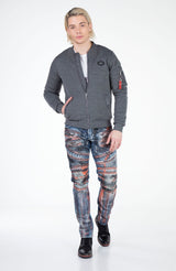 CJ151 Sweat jacket with zipper and lapel
