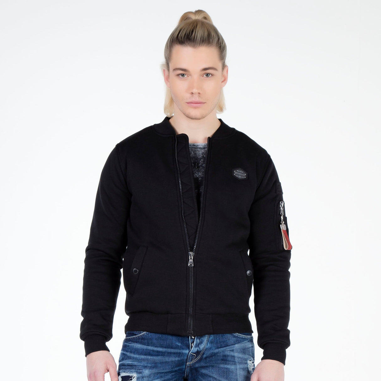 CJ151 Sweat jacket with zipper and lapel
