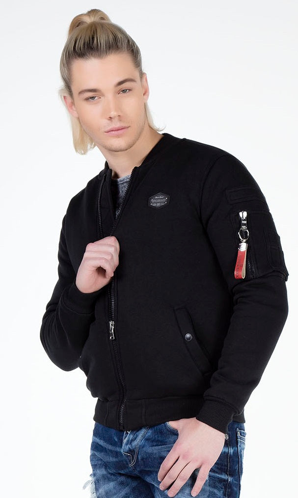 CJ151 Sweat jacket with zipper and lapel