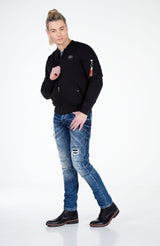 CJ151 Sweat jacket with zipper and lapel