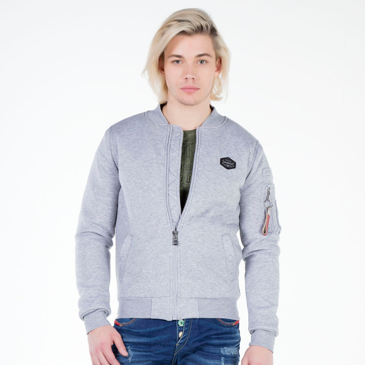 CJ151 Sweat jacket with zipper and lapel