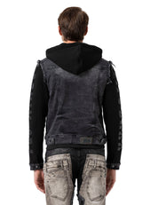 CJ155 Denim jacket, hooded sweatshirt in a western look